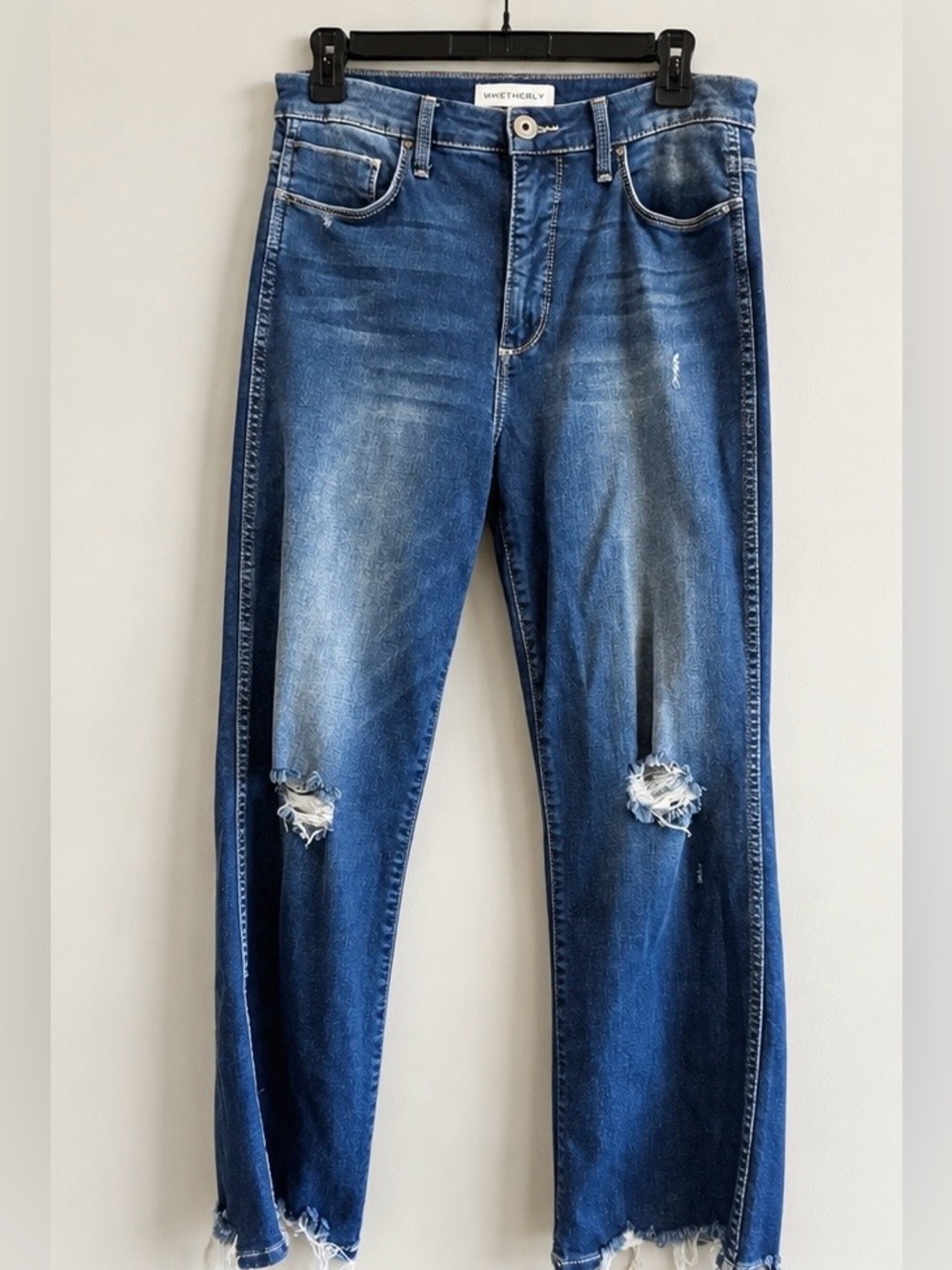 Whetherly Distressed Straight Leg Jeans Size 31/12 NWOT Blue